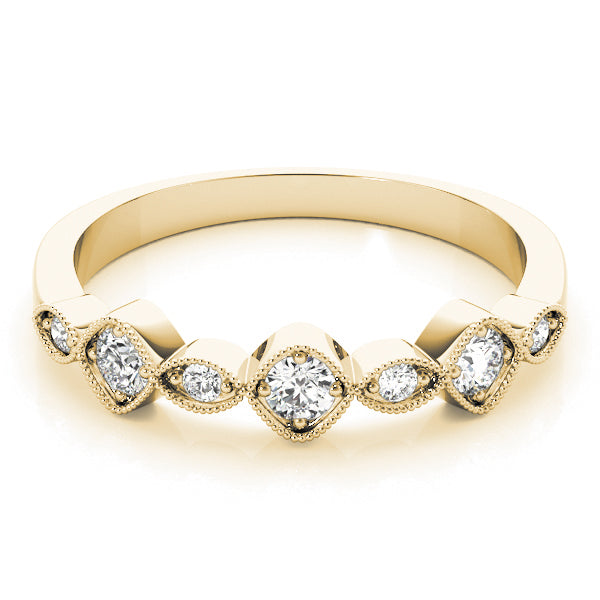 Vintage Milgrain Stackable Half Eternity Ring in Gold & Platinum