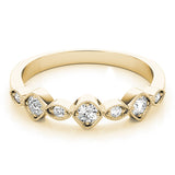 Vintage Milgrain Stackable Half Eternity Ring in Gold & Platinum