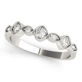 Vintage Milgrain Stackable Half Eternity Ring in Gold & Platinum