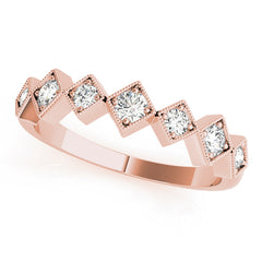 Square Shaped Milgrain Stackable Half Eternity Ring in Gold & Platinum