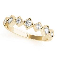 Square Shaped Milgrain Stackable Half Eternity Ring in Gold & Platinum