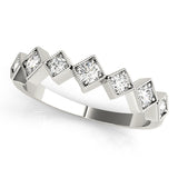 Square Shaped Milgrain Stackable Half Eternity Ring in Gold & Platinum