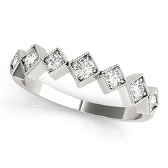 Square Shaped Milgrain Stackable Half Eternity Ring in Gold & Platinum