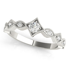 Stackable Marquise Milgrain Half Eternity Ring in Gold & Platinum