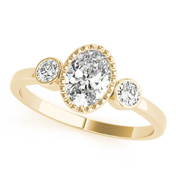 Vintage-Inspired Fashion Ring Oval Diamond Engagement Ring — 9K/18K Gold & Platinum