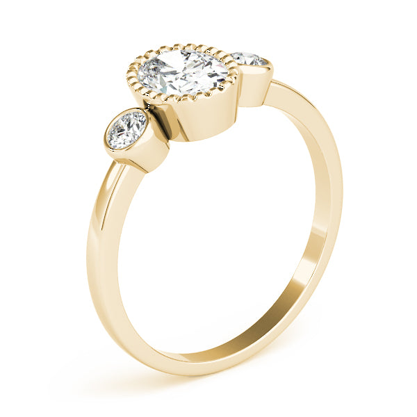 Vintage-Inspired Fashion Ring Oval Diamond Engagement Ring — 9K/18K Gold & Platinum