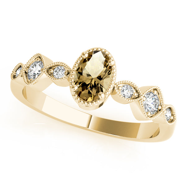 Heirloom Fashion Ring Oval Diamond Engagement Ring — 9K/18K Gold & Platinum