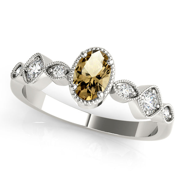 Heirloom Fashion Ring Oval Diamond Engagement Ring — 9K/18K Gold & Platinum
