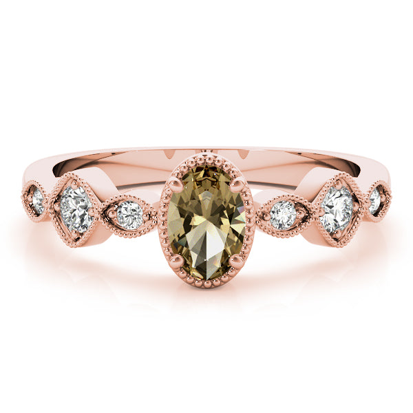 Heirloom Fashion Ring Oval Diamond Engagement Ring — 9K/18K Gold & Platinum