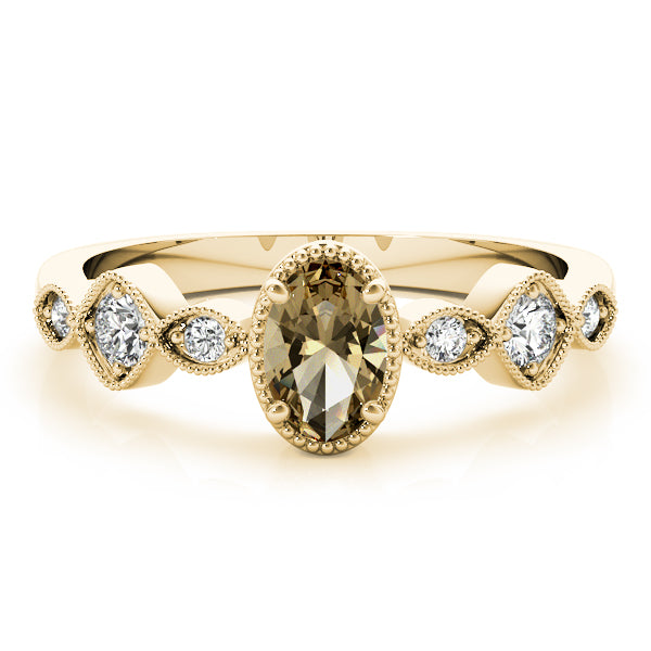 Heirloom Fashion Ring Oval Diamond Engagement Ring — 9K/18K Gold & Platinum