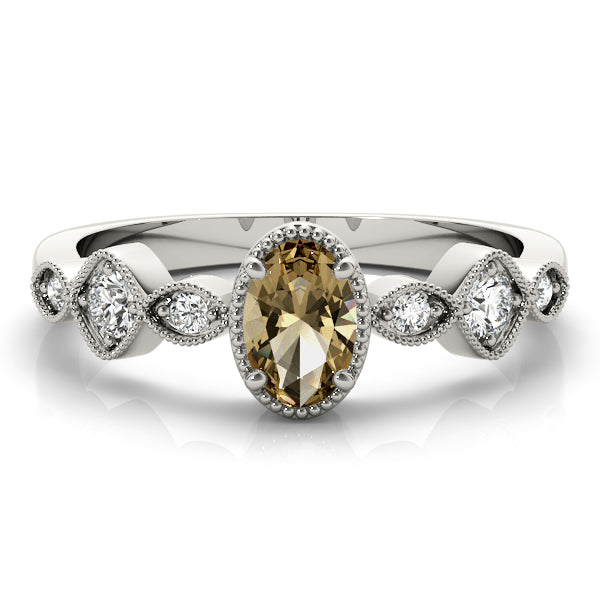 Heirloom Fashion Ring Oval Diamond Engagement Ring — 9K/18K Gold & Platinum