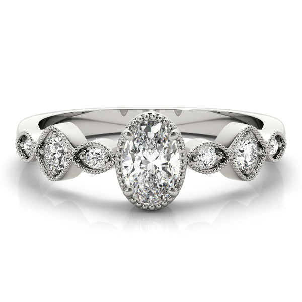 Heirloom Fashion Ring Oval Diamond Engagement Ring — 9K/18K Gold & Platinum