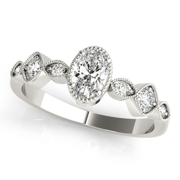 Heirloom Fashion Ring Oval Diamond Engagement Ring — 9K/18K Gold & Platinum