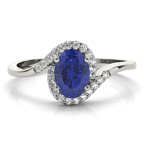 Crowned Fashion Ring Oval Diamond Engagement Ring — 9K/18K Gold & Platinum
