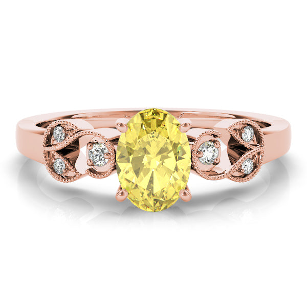 Graceful Fashion Ring Oval Diamond Engagement Ring — 9K/18K Gold & Platinum