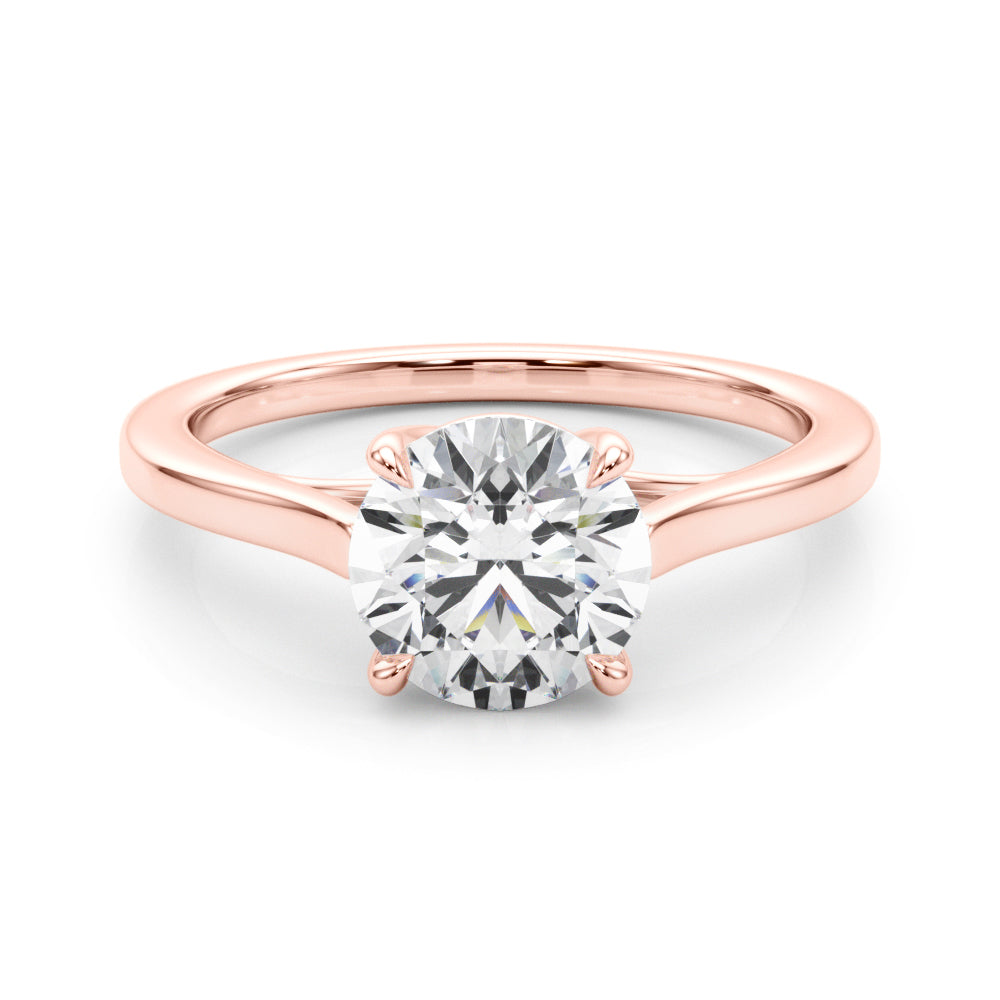 Exquisite Solitaire Engagement Ring Round Diamond Engagement Ring — 9K/18K Gold & Platinum