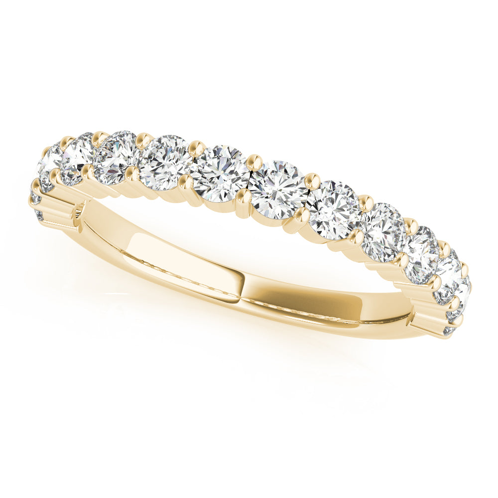 Single Row Prong Set Wedding Half Eternity Ring in Gold & Platinum