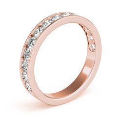 Single Row Channel Set Wedding Half Eternity Ring in Gold & Platinum