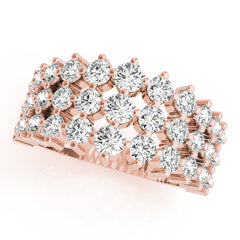 Multirow Prong Set Half Eternity Ring in Gold & Platinum