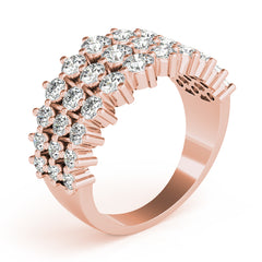 Multirow Prong Set Half Eternity Ring in Gold & Platinum