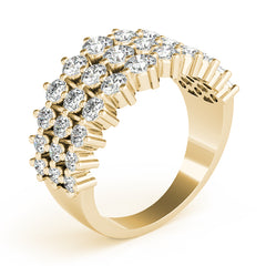 Multirow Prong Set Half Eternity Ring in Gold & Platinum