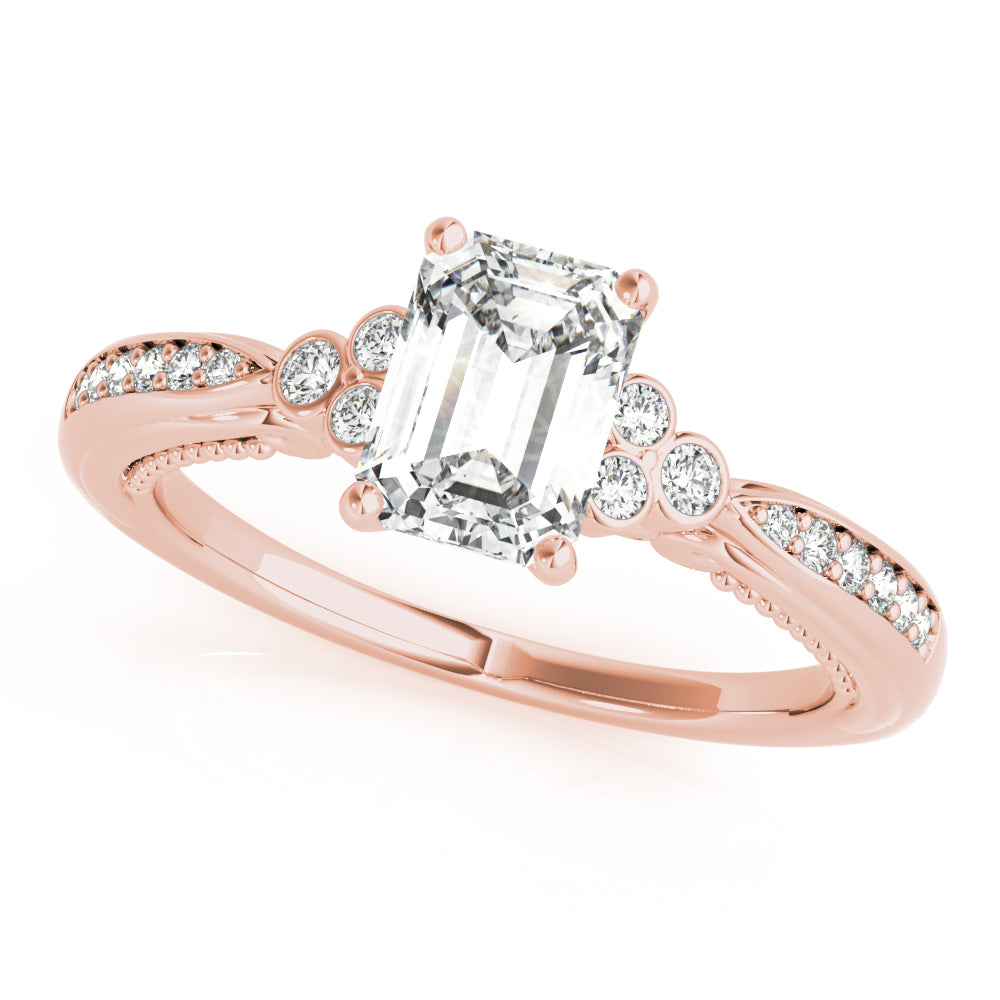 Devoted Fashion Rings Cut Emerald Diamond Engagement Ring — 9K/18K Gold & Platinum