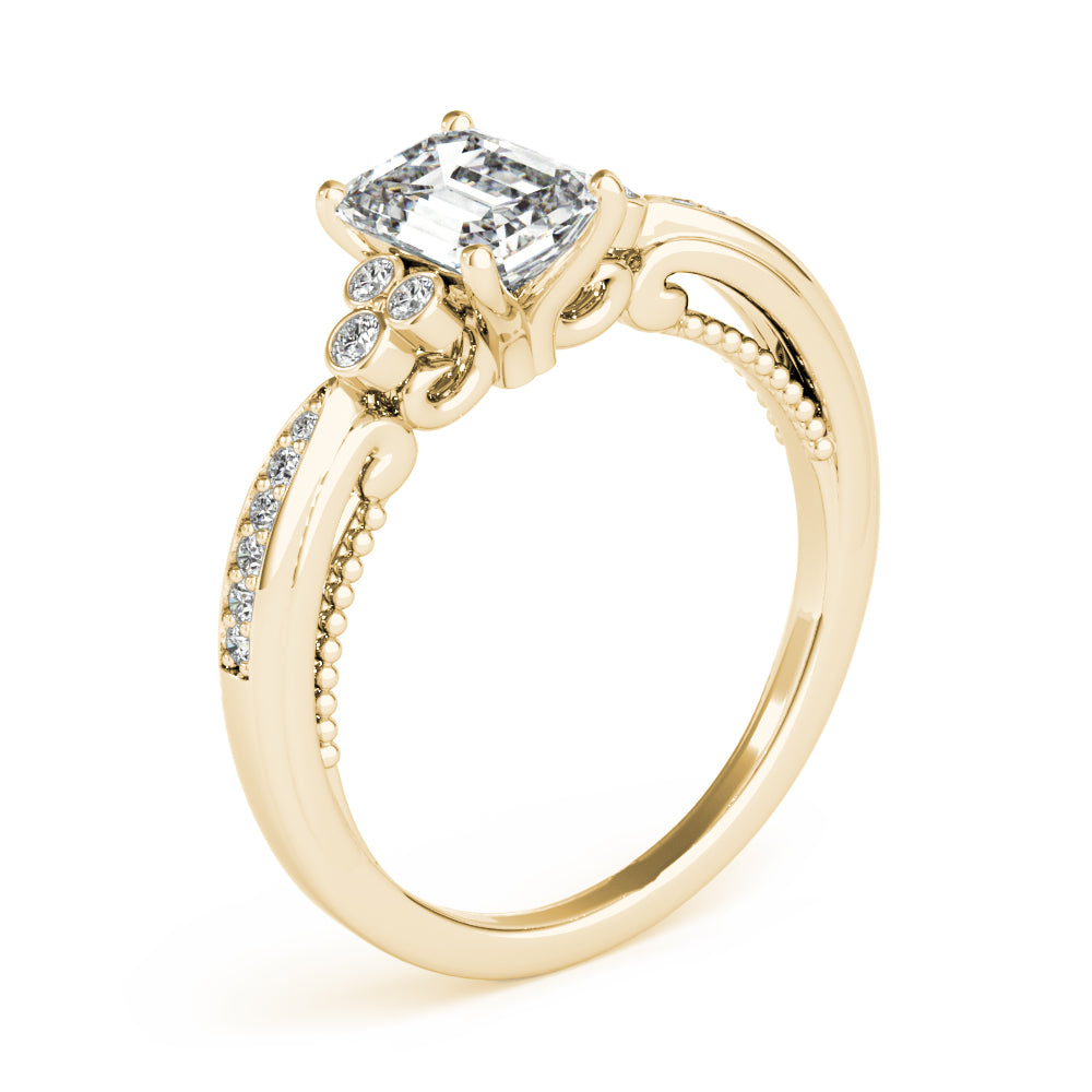 Devoted Fashion Rings Cut Emerald Diamond Engagement Ring — 9K/18K Gold & Platinum