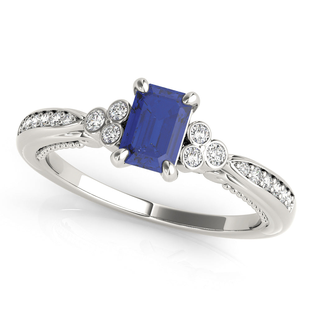 Devoted Fashion Rings Cut Emerald Diamond Engagement Ring — 9K/18K Gold & Platinum