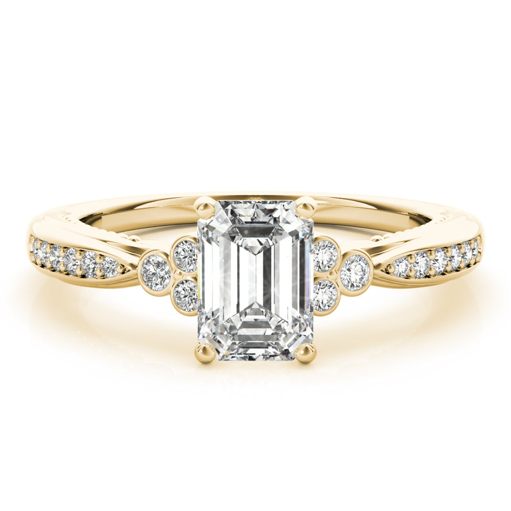 Devoted Fashion Rings Cut Emerald Diamond Engagement Ring — 9K/18K Gold & Platinum