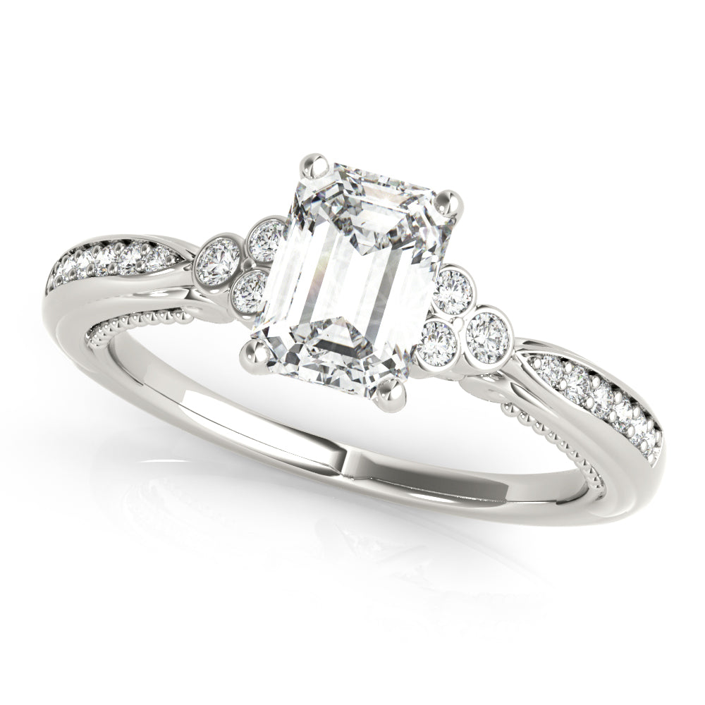 Devoted Fashion Rings Cut Emerald Diamond Engagement Ring — 9K/18K Gold & Platinum