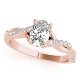 Graceful Fashion Rings Oval Diamond Engagement Ring — 9K/18K Gold & Platinum