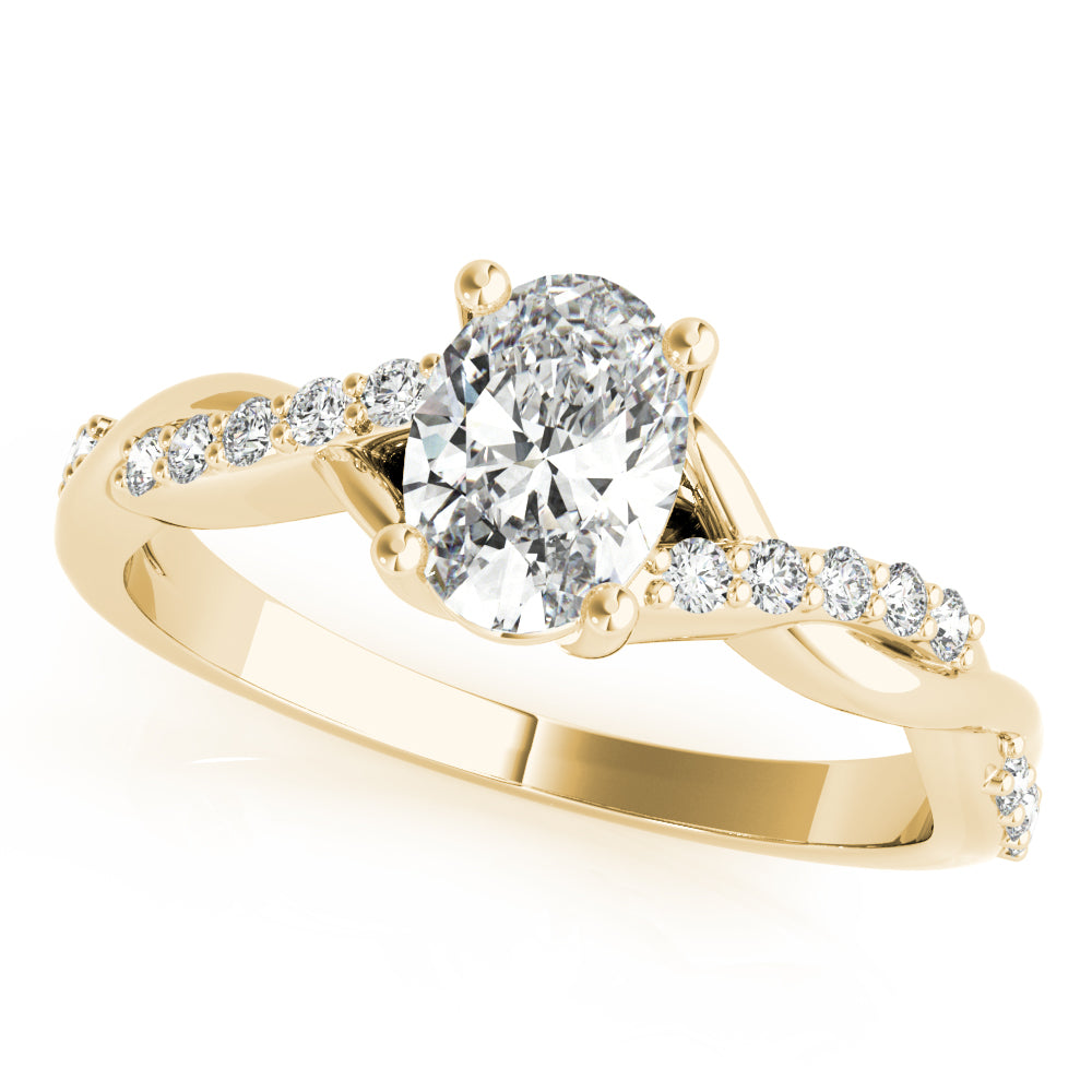 Graceful Fashion Rings Oval Diamond Engagement Ring — 9K/18K Gold & Platinum