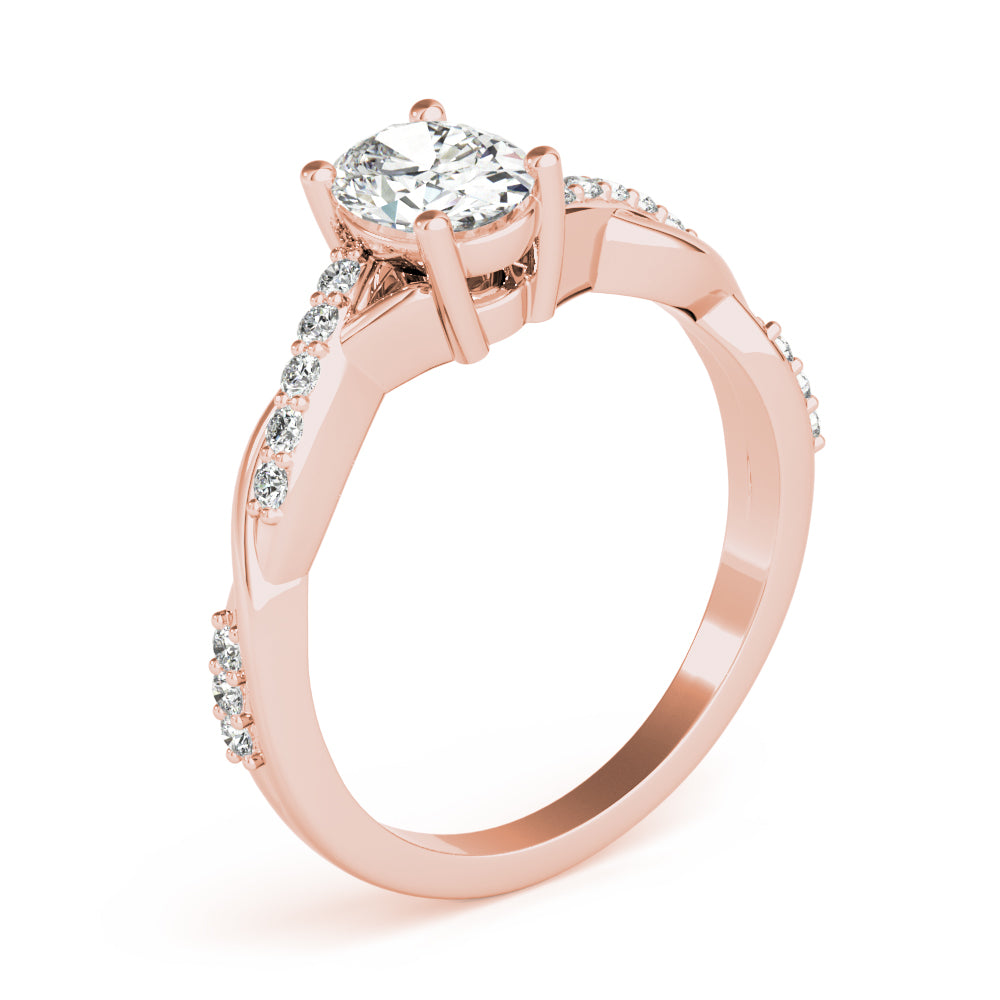 Graceful Fashion Rings Oval Diamond Engagement Ring — 9K/18K Gold & Platinum