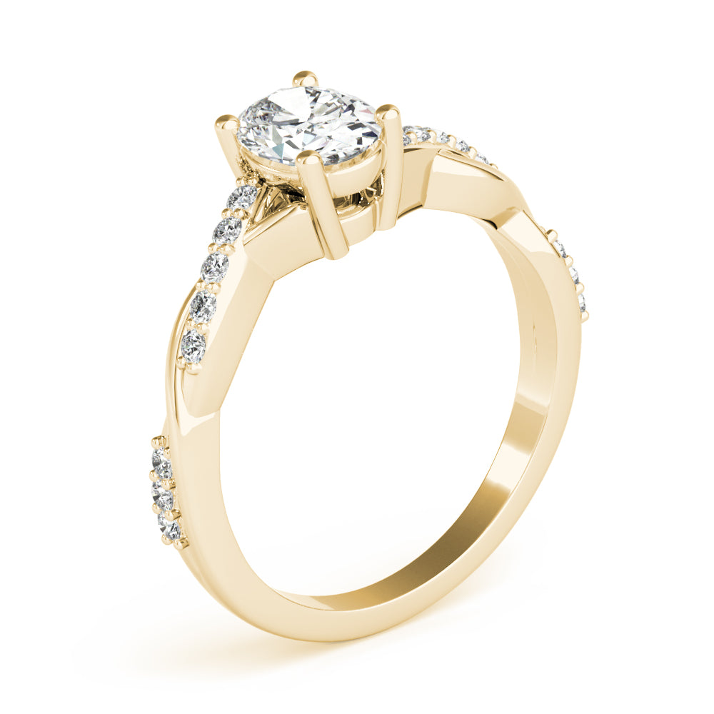Graceful Fashion Rings Oval Diamond Engagement Ring — 9K/18K Gold & Platinum