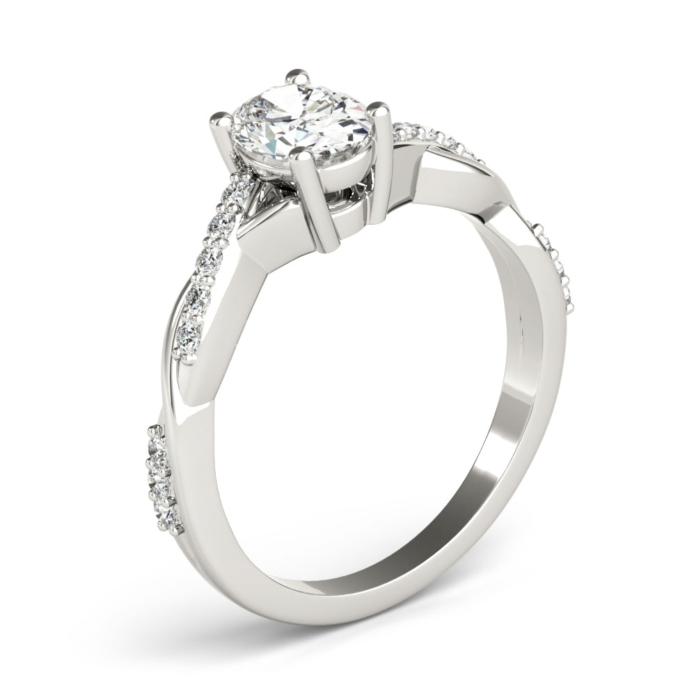 Graceful Fashion Rings Oval Diamond Engagement Ring — 9K/18K Gold & Platinum