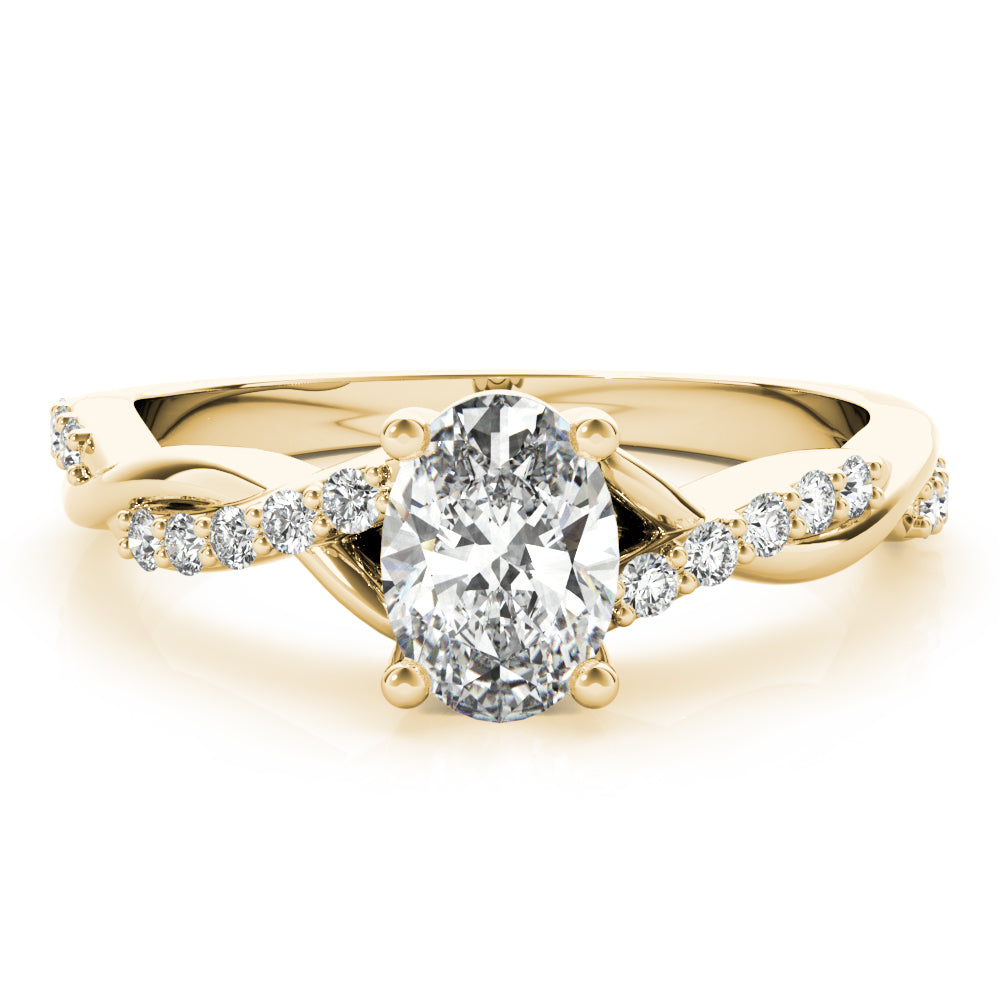 Graceful Fashion Rings Oval Diamond Engagement Ring — 9K/18K Gold & Platinum