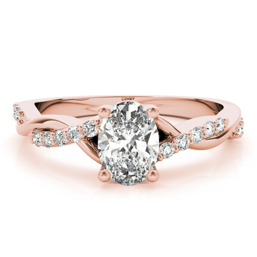 Graceful Fashion Rings Oval Diamond Engagement Ring — 9K/18K Gold & Platinum