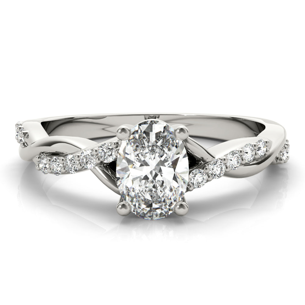 Graceful Fashion Rings Oval Diamond Engagement Ring — 9K/18K Gold & Platinum