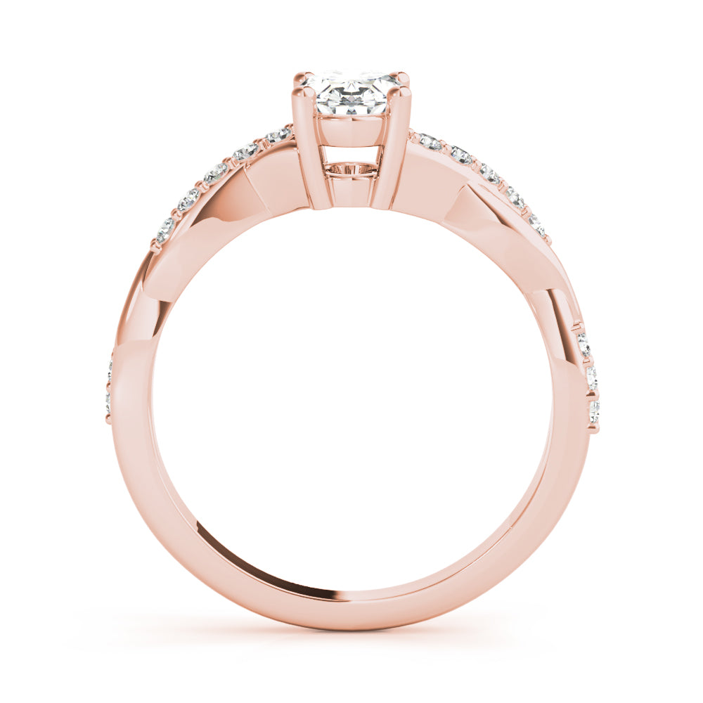 Graceful Fashion Rings Oval Diamond Engagement Ring — 9K/18K Gold & Platinum