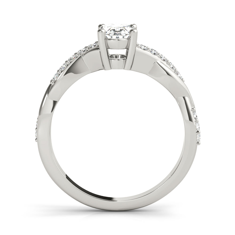 Graceful Fashion Rings Oval Diamond Engagement Ring — 9K/18K Gold & Platinum