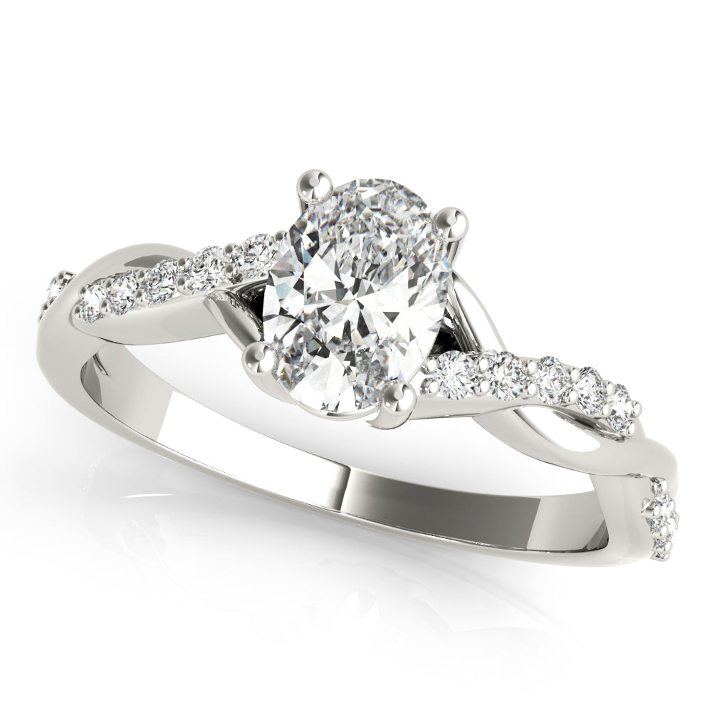 Graceful Fashion Rings Oval Diamond Engagement Ring — 9K/18K Gold & Platinum