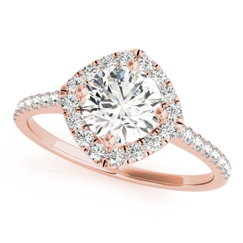 Pristine Center Halo Round Diamond Engagement Ring — 9K/18K Gold & Platinum