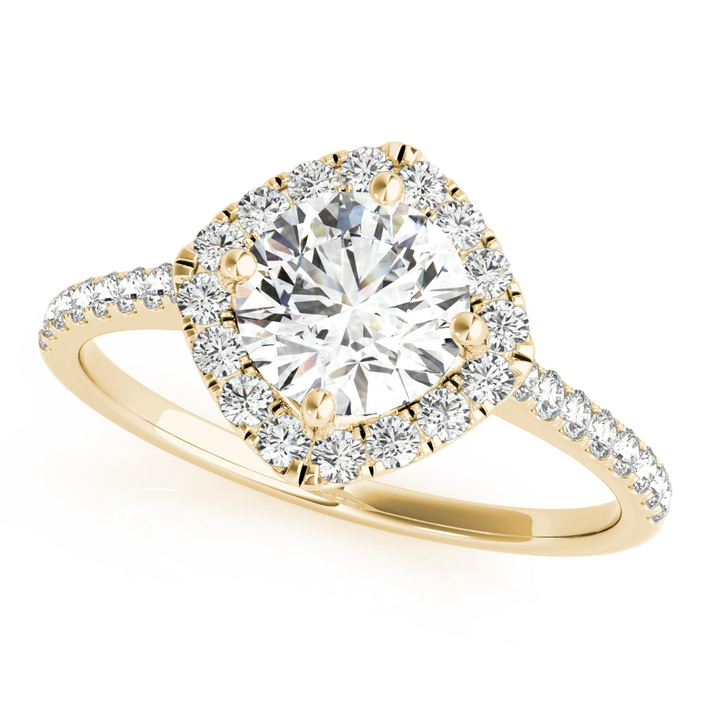 Pristine Center Halo Round Diamond Engagement Ring — 9K/18K Gold & Platinum