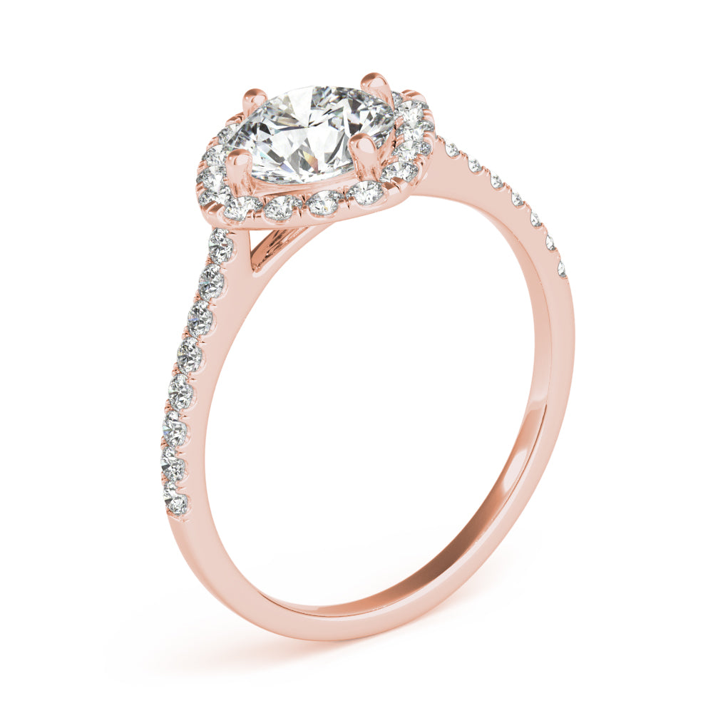 Pristine Center Halo Round Diamond Engagement Ring — 9K/18K Gold & Platinum