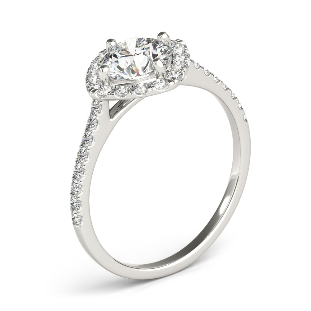 Pristine Center Halo Round Diamond Engagement Ring — 9K/18K Gold & Platinum