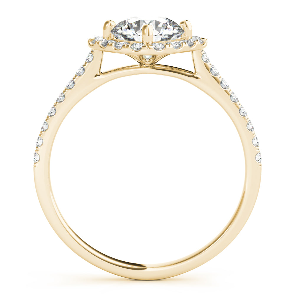 Pristine Center Halo Round Diamond Engagement Ring — 9K/18K Gold & Platinum