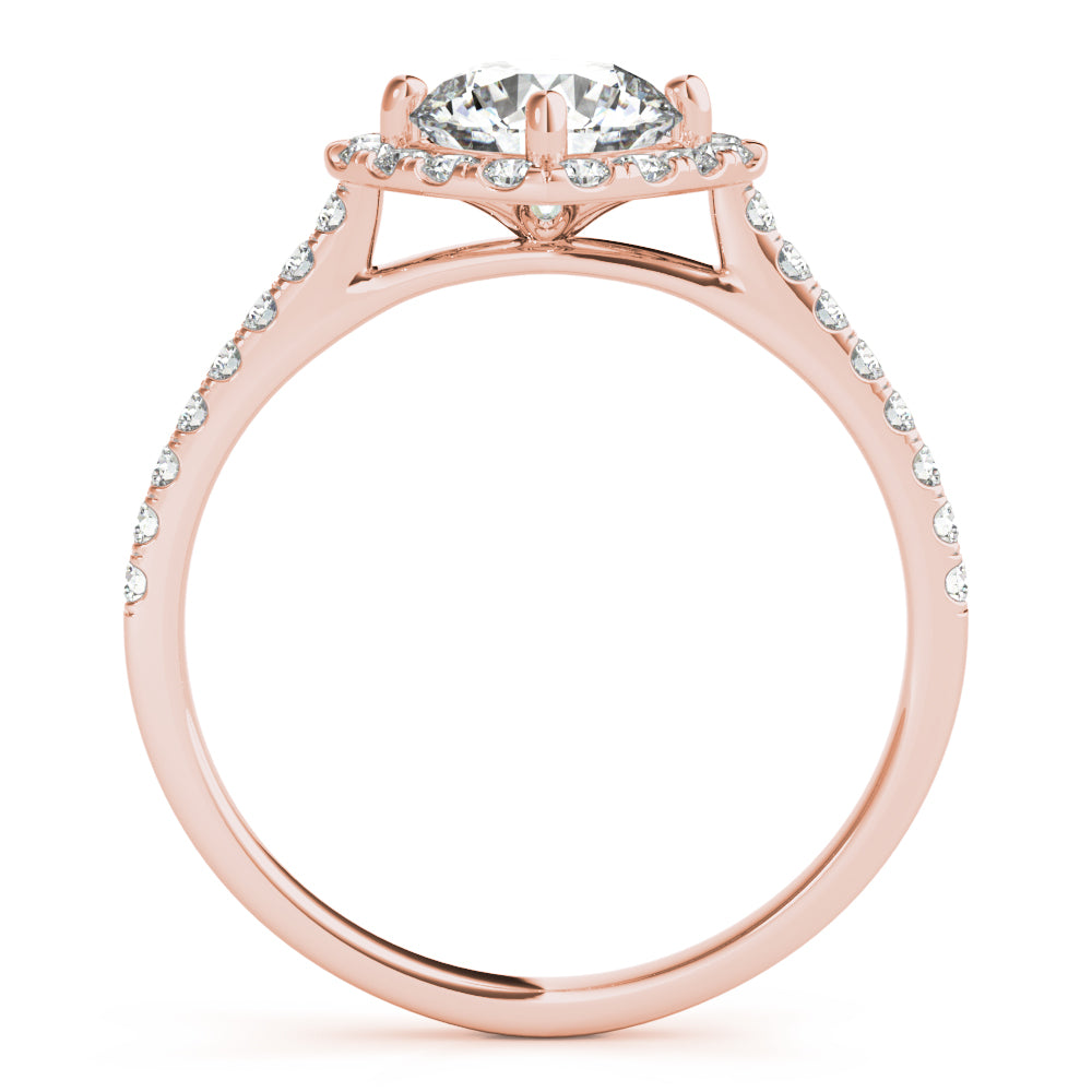 Pristine Center Halo Round Diamond Engagement Ring — 9K/18K Gold & Platinum