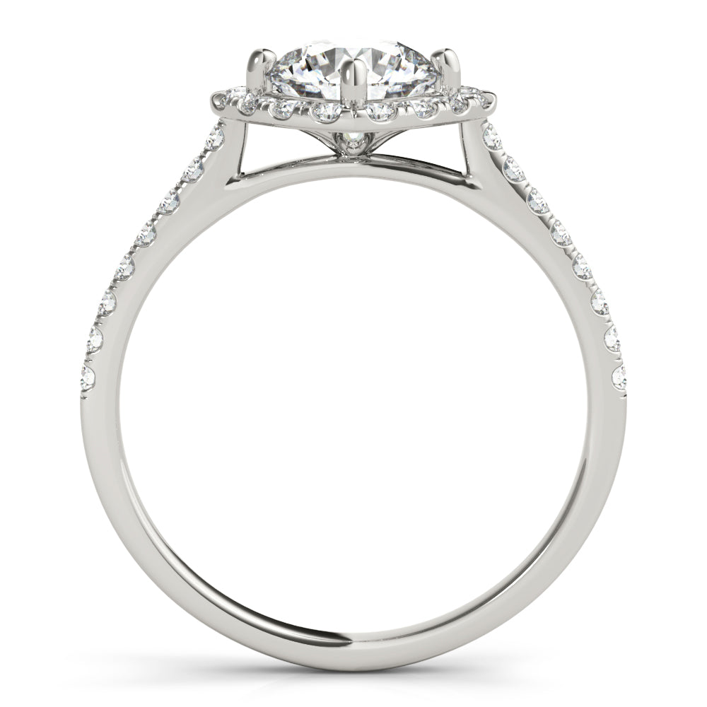 Pristine Center Halo Round Diamond Engagement Ring — 9K/18K Gold & Platinum