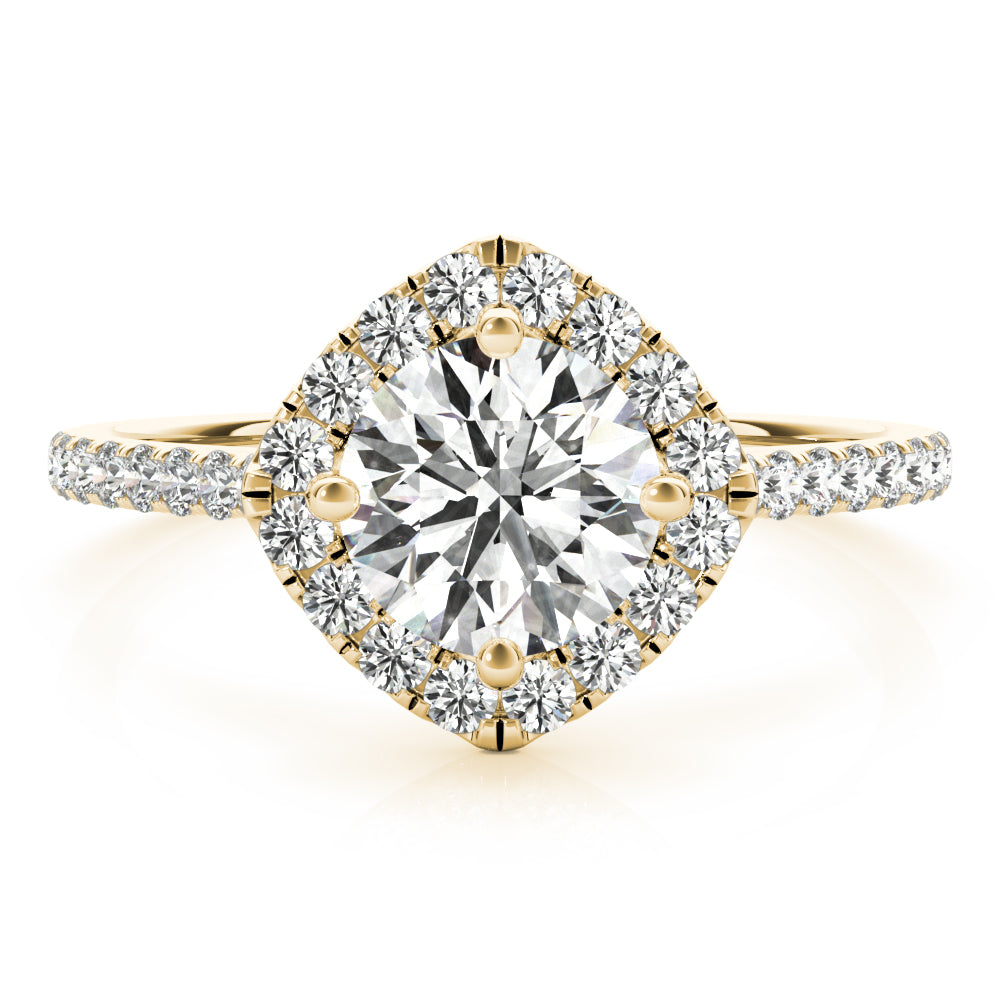 Pristine Center Halo Round Diamond Engagement Ring — 9K/18K Gold & Platinum