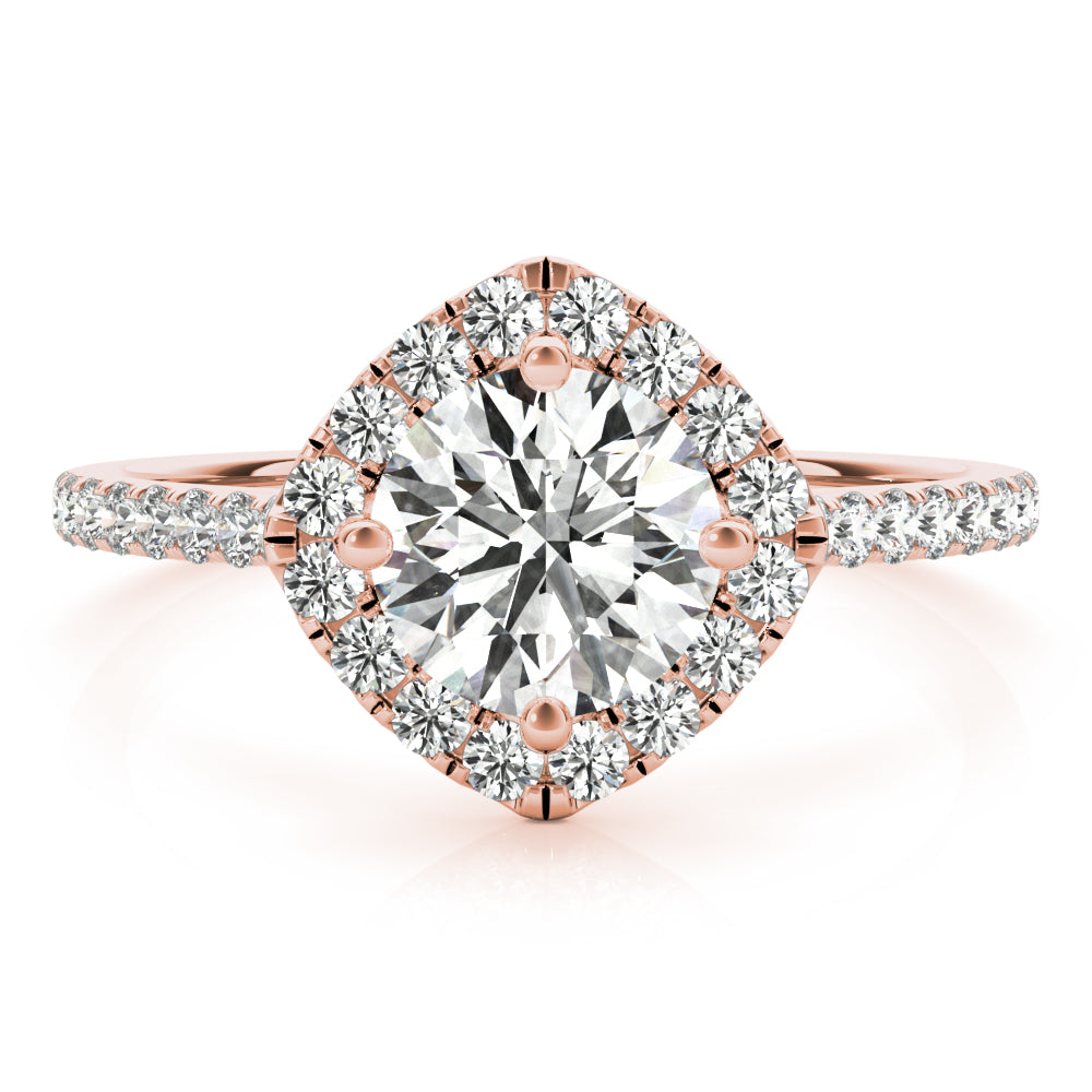 Pristine Center Halo Round Diamond Engagement Ring — 9K/18K Gold & Platinum
